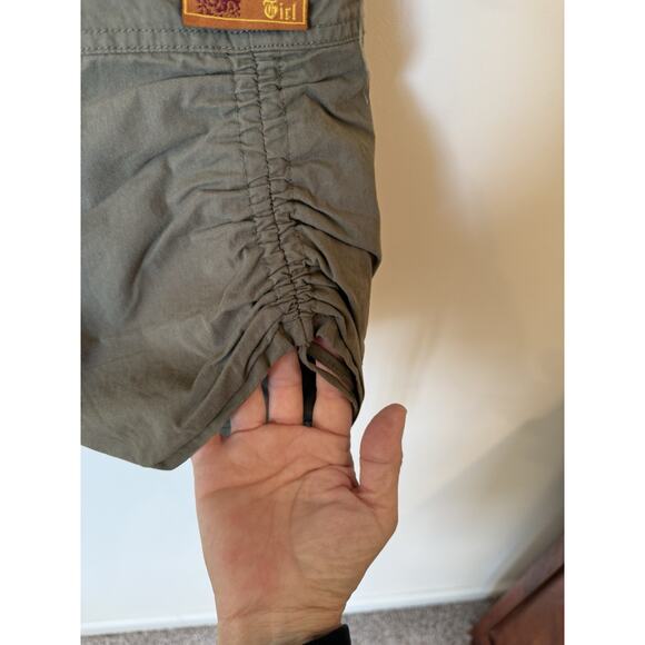 Vintage KIK GIRL Khaki Green Cargo Skirt Size 16 Rave Raver Midi Length Skater - Picture 4 of 11
